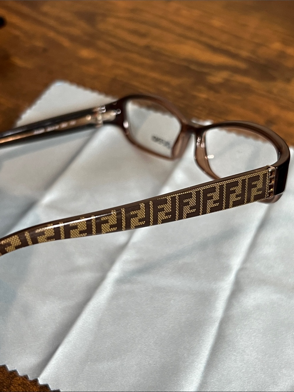 Fendi Brown Monogram FF Pattern Rectangular Eyeglasses - Picture 7 of 9